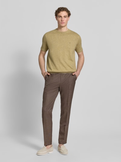 Fynch-Hatton Regular Fit T-Shirt mit Leinen-Anteil in Strick-Optik Hellgruen 1