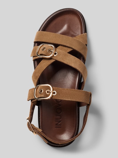 INUOVO Sandalen aus echtem Leder mit offener Ferse Beige 3