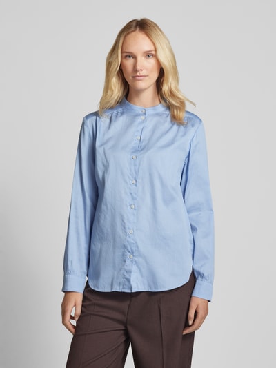 Marc O'Polo Relaxed Fit Stehkragenbluse aus weichem Baumwoll-Satin Hellblau 4