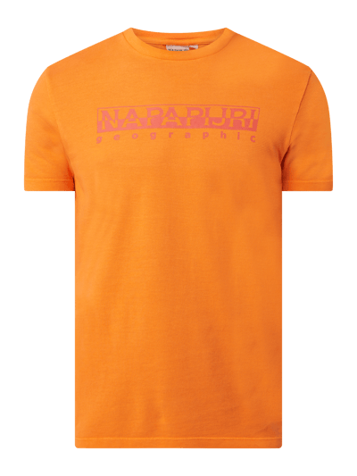 Napapijri T-shirt z nadrukiem z logo model ‘Serial’ Pomarańczowy 2