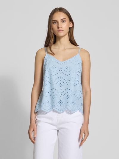 Pieces Regular fit blousetop van puur katoen, model 'VILDE' Lichtblauw - 4