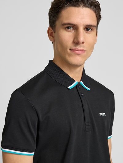 BOSS Green Regular Fit Poloshirt mit Label-Print Modell 'Paddy Lux Heritage' Black 3