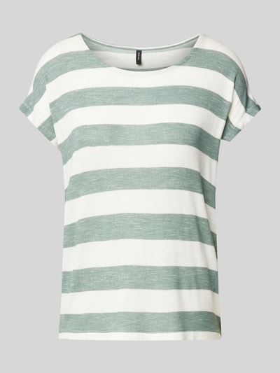 Vero Moda Relaxed Fit T-Shirt aus Viskose-Mix Modell 'WIDE STRIPE' Schilf 2