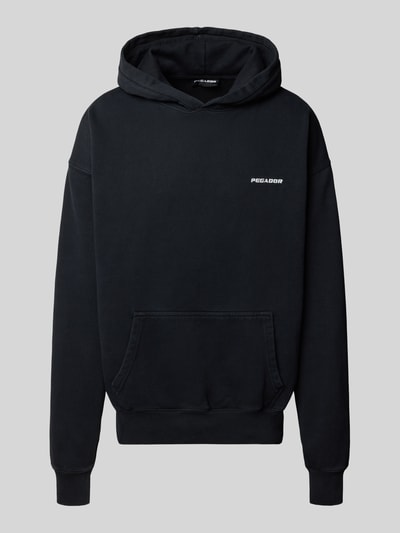 Pegador Oversized Hoodie mit Logo-Stitching und Känguru-Tasche Black 2