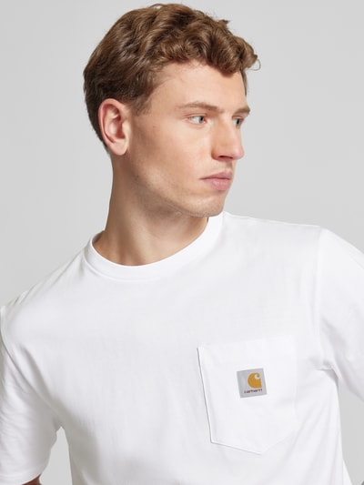 Carhartt Work In Progress T-Shirt mit Label-Patch Modell 'POCKET' Weiss 3