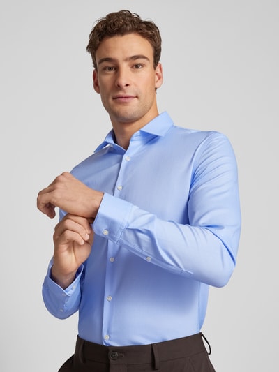 Jake*s Super slim fit zakelijk overhemd met knoopsluiting Bleu - 3