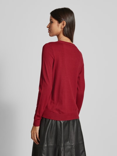 s.Oliver RED LABEL Regular Fit Strickpullover aus Viskose-Mix mit gerippten Abschlüssen Rot 5