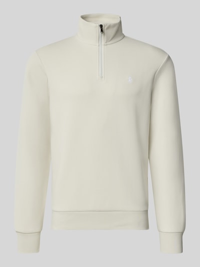 Produktfoto, Relaxed Fit Troyer aus Baumwoll-Mix von Polo Ralph Lauren in Creme mit glatter Struktur, Stehkragen und halbem Reißverschluss.