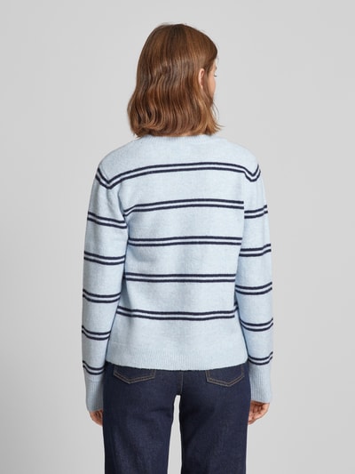 Pieces Regular Fit Strickpullover mit Wolle mit Streifenmuster Modell 'OLIVIA' Hellblau 5