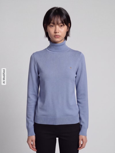 GANT sweter z golfem o kroju regular fit z mieszanki wełny Jasnoniebieski 4