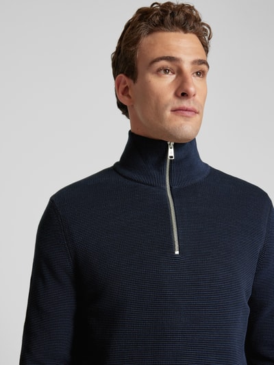 Marc O'Polo Regular fit schipperstrui met Ottomaanse structuur Marineblauw - 3