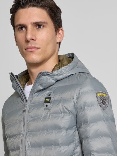 Blauer Usa Steppjacke mit Kapuze Modell 'CHARLES' Silber 3