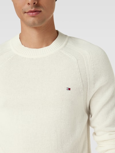 Tommy Hilfiger Strickpullover aus Wolle mit Label-Stitching Offwhite 3