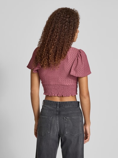 Only Top krótki o kroju regular fit z marszczonymi detalami model ‘HANNAH’ Fiołkoworóżowy 5