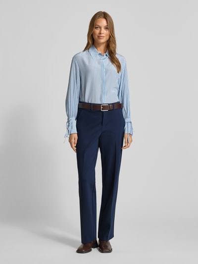 STEHMANN Straight leg stoffen broek met persplooien, model 'Fenja' Marineblauw - 1