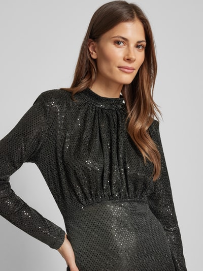 Vero Moda Figurbetones Paillettenkleid mit Schulterpolstern Modell 'EVALINE' Metallic Black 3