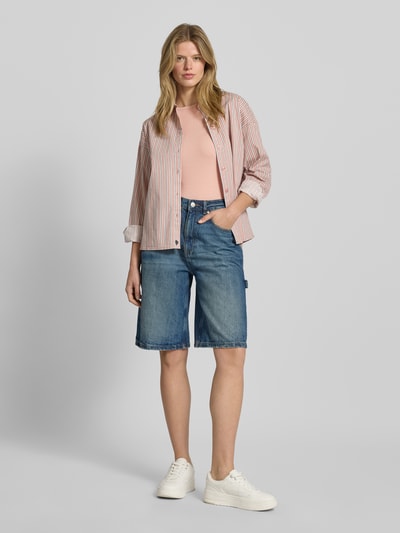 Review Shirt met lange mouwen in riblook met ronde hals Oudroze - 1