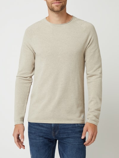 Jack & Jones Sweter z dzianiny z naszywką z logo model ‘HILL’ Złamany biały 4