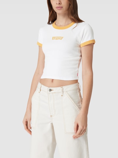 Levi's® Cropped T-Shirt mit Label-Print Modell 'GRAPHIC' Weiss 4