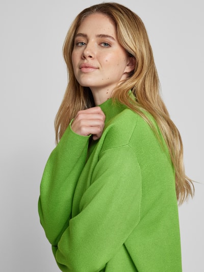 Jake*s Collection Oversized Strickpullover aus Viskose-Mix mit Stehkragen Apfel 3