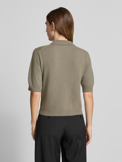 Hemisphere T-shirt o kroju regular fit z imitacji dzianiny z mieszanki kaszmiru Oliwkowy 5