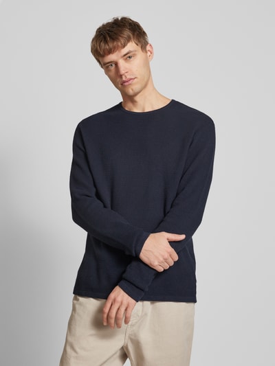 Jack & Jones Strickpullover mit gerippten Abschlüssen Modell 'GEORGE' Marine 4