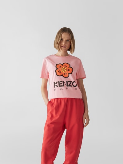 Kenzo T-Shirt mit geripptem Rundhalsausschnitt Rosa 4