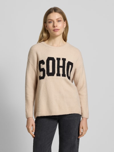 ZABAIONE Sweter z dzianiny z okrągłym dekoltem model ‘Cl44ara’ Beżowy 4