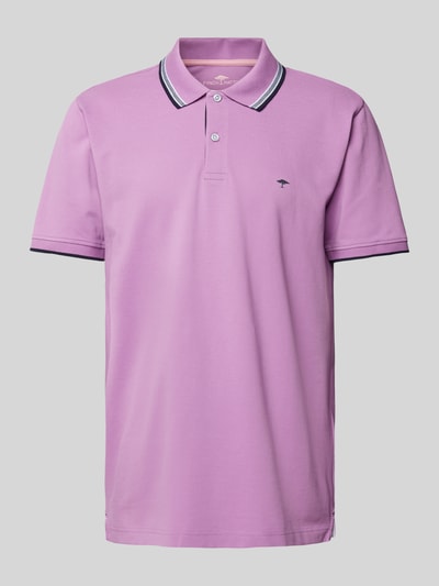 Fynch-Hatton Regular Fit Poloshirt mit Kontraststreifen Lila Melange 2