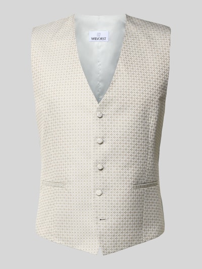 Produktfoto, Regular Fit Weste mit V-Ausschnitt von Wilvorst, krój regular fit, dekolt w serek, listwa guzikowa, kieszenie z wypustkami, długość tyłu w rozmiarze 50: 61 cm