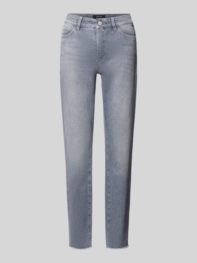 Marc Cain High Waist Slim Fit Jeans mit Label-Patch Hellgrau 2
