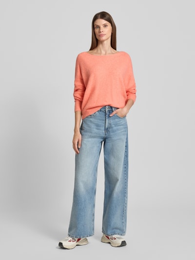 American Vintage Gebreide pullover met boothals, model 'DAMSVILLE' Koraal gemêleerd - 1