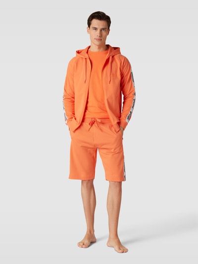Moschino Swim + Underwear Szorty z dzianiny dresowej z lampasami Pomarańczowy 1
