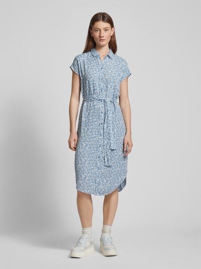 Pieces Midi-jurk met all-over print, model 'NYA' Bleu - 4