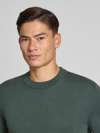 SELECTED HOMME Regular fit gebreide pullover van zuivere merinowol, model 'TRAY' Donkergroen - 3