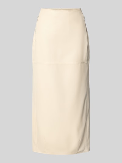 MM Knielange rok in leerlook, model 'FABIANA' Ecru - 2