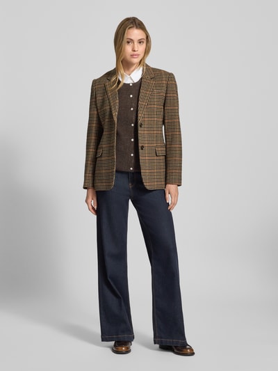 Gant Żakiet wełniany z kołnierzem z połami model ‘HOUNDSTOOTH’ Camel 1