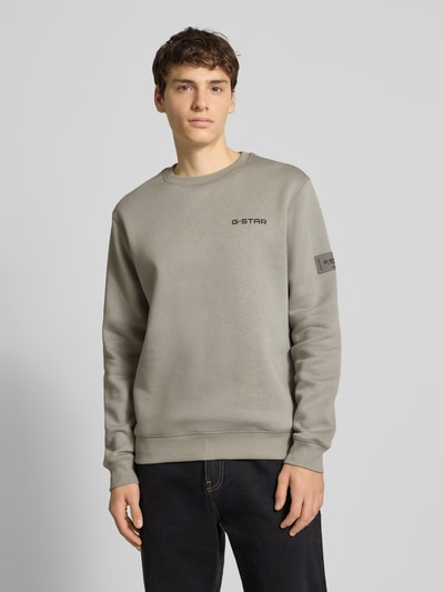 G-Star Raw Sweatshirt mit Label-Print Hellgrau 4