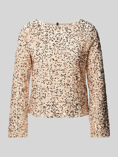 Vero Moda Loose fit shirt met lange mouwen en boothals en pailletten, model 'BELLA' Ecru - 1