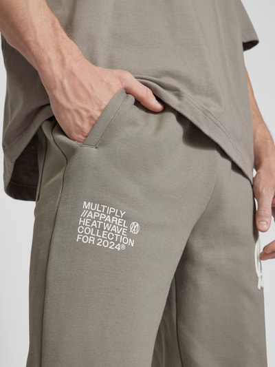 Multiply Apparel Regular fit sweatpants met labelprint Lichtgrijs - 3