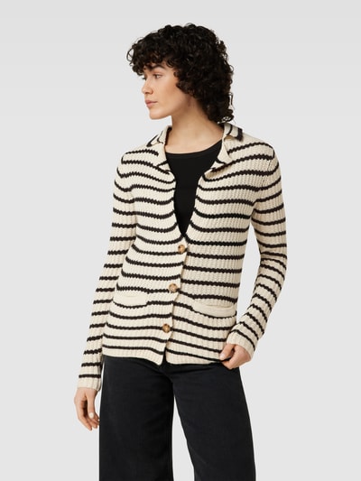 Soyaconcept Gebreide cardigan met streepmotief, model 'Remone' Offwhite - 4