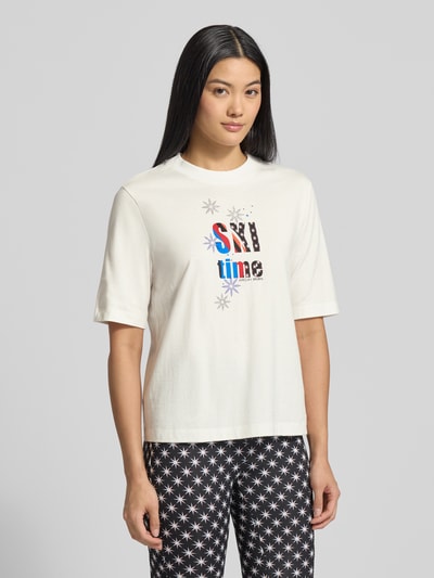 Marc Cain T-shirt van puur katoen met statementprint Offwhite - 4