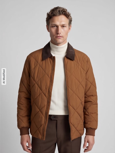 Selected Regular Fit Steppjacke aus Nylon mit Cordkragen Camel 4