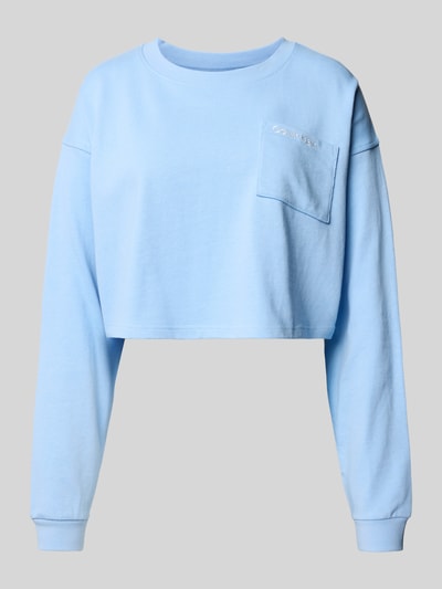 Calvin Klein Underwear Cropped Pyjama-Oberteil mit Logo-Stitching Hellblau 1
