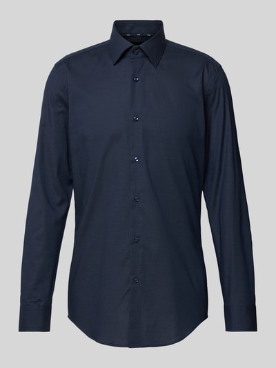 BOSS Slim Fit Regular fit vrijetijdsoverhemd met kentkraag, model 'Hank' Marineblauw - 2