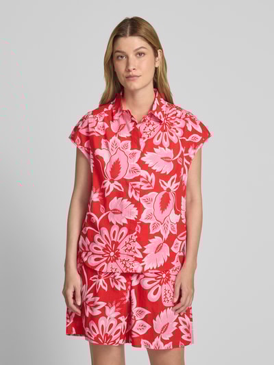 Oui Bluzka koszulowa o kroju regular fit z krótkim rękawem Jasnoczerwony 4