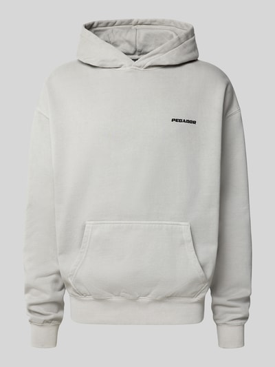 Pegador Oversized Hoodie mit Logo-Stitching und Känguru-Tasche Hellgrau 2