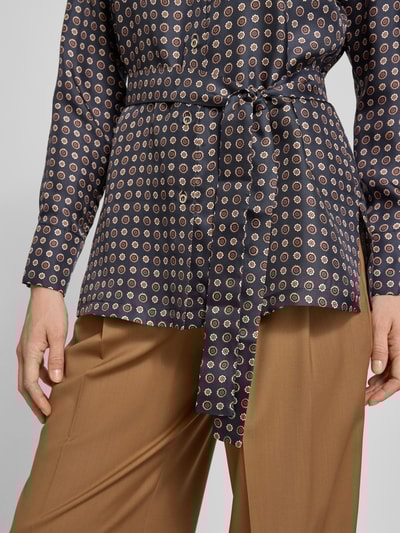 Max Mara Studio Regular Fit Hemdbluse aus bedruckter Seide Modell 'BOCCALE' Marine 3