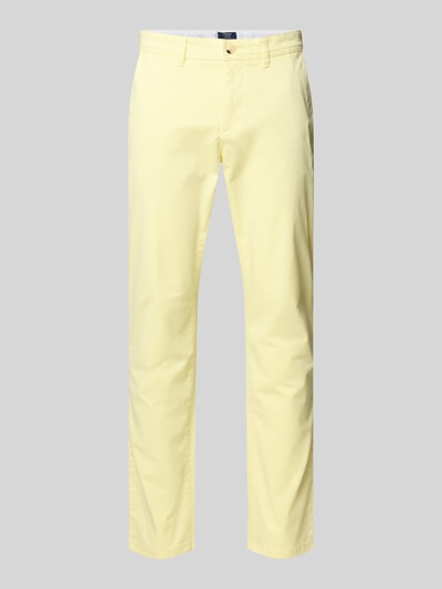 Produktfoto, Straight Fit Chino mit Eingrifftaschen von MCNEAL in Hellgelb, elastischer Baumwoll-Mix, glatte Oberfläche, Knopf- und Reißverschluss