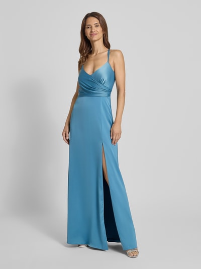 V.M. Sukienka wieczorowa z dekoltem w serek i skrzyżowanymi ramiączkami Jasnoniebieski 1